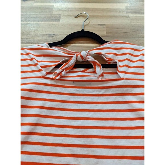 🐢SOLD🐢 J. Crew Top XS White Red Striped Long Sleeve Tie Back Casual Classic - Picture 4 of 11